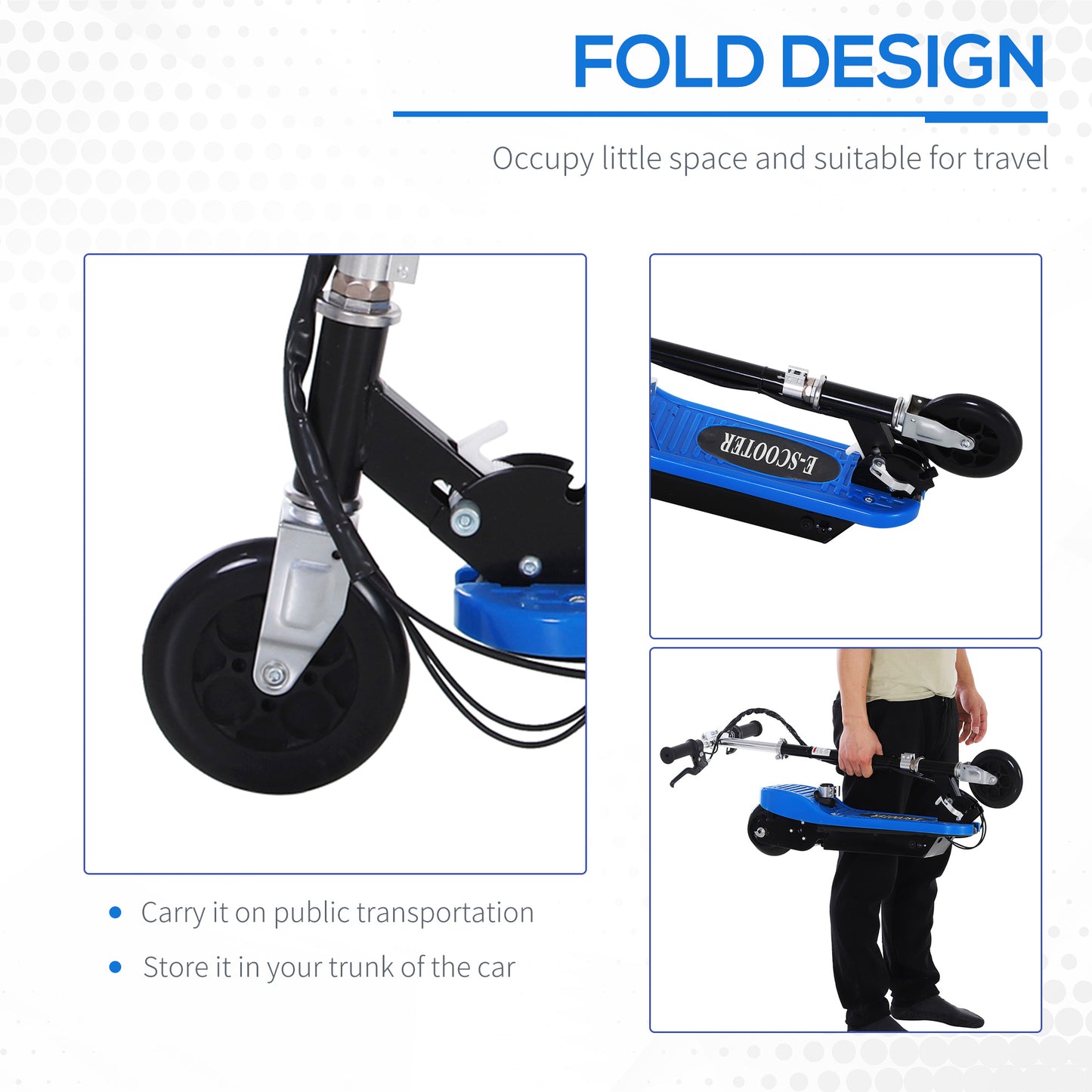 HOMCOM Outdoor Ride On Powered Scooter for kids Sporting Toy 120W Motor Bike 2 x 12V Battery in Blue-3