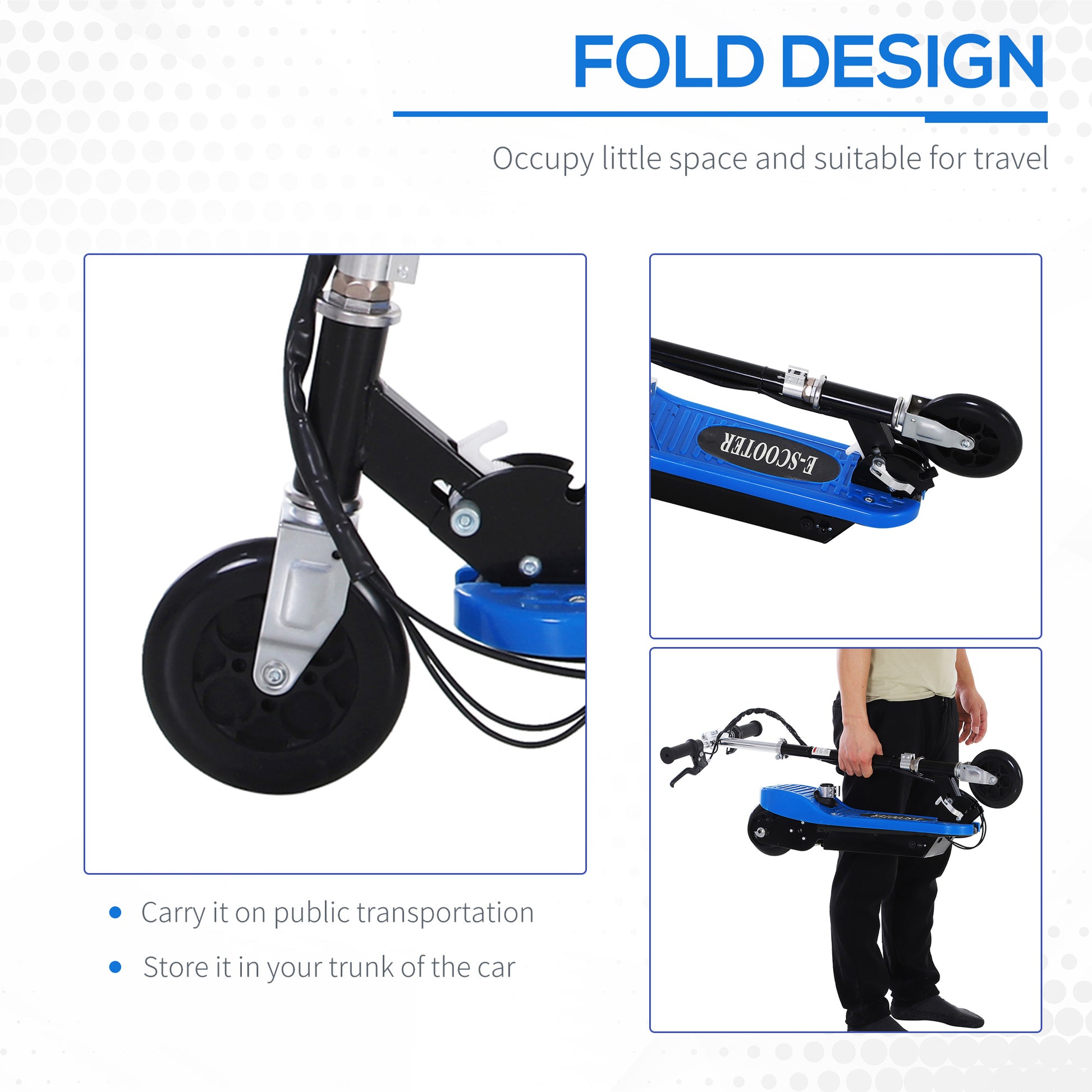 HOMCOM Outdoor Ride On Powered Scooter for kids Sporting Toy 120W Motor Bike 2 x 12V Battery in Blue-3