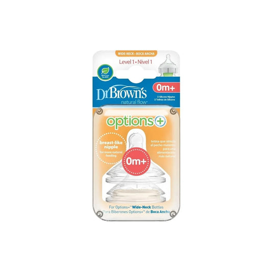 Dr. Brown's Options+ Baby Bottle Teats Level 1 Wide Neck 0+ months