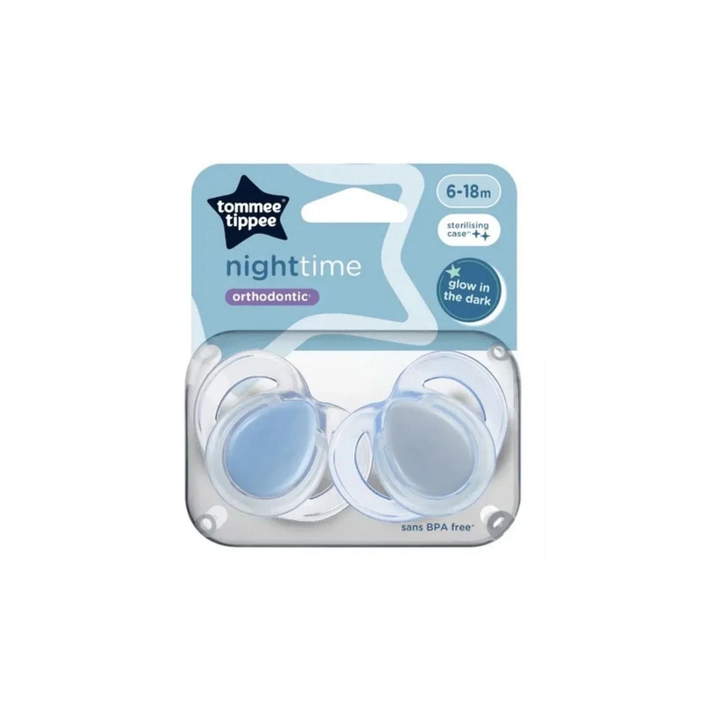 Tommee Tippee Night Time Soother 6-18 months Pack of 2 Assorted