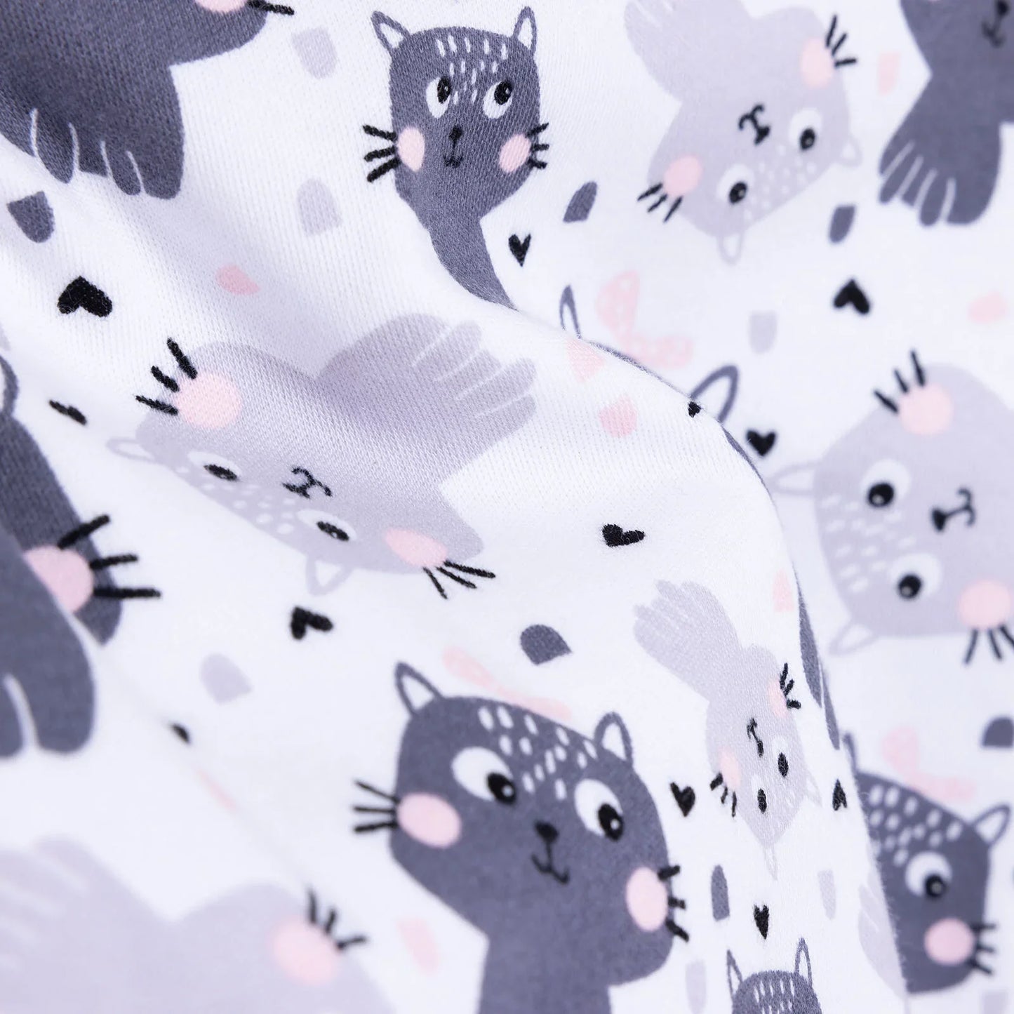 HelloBaby Girl Cat Printed Long Sleeve Bodysuit - White