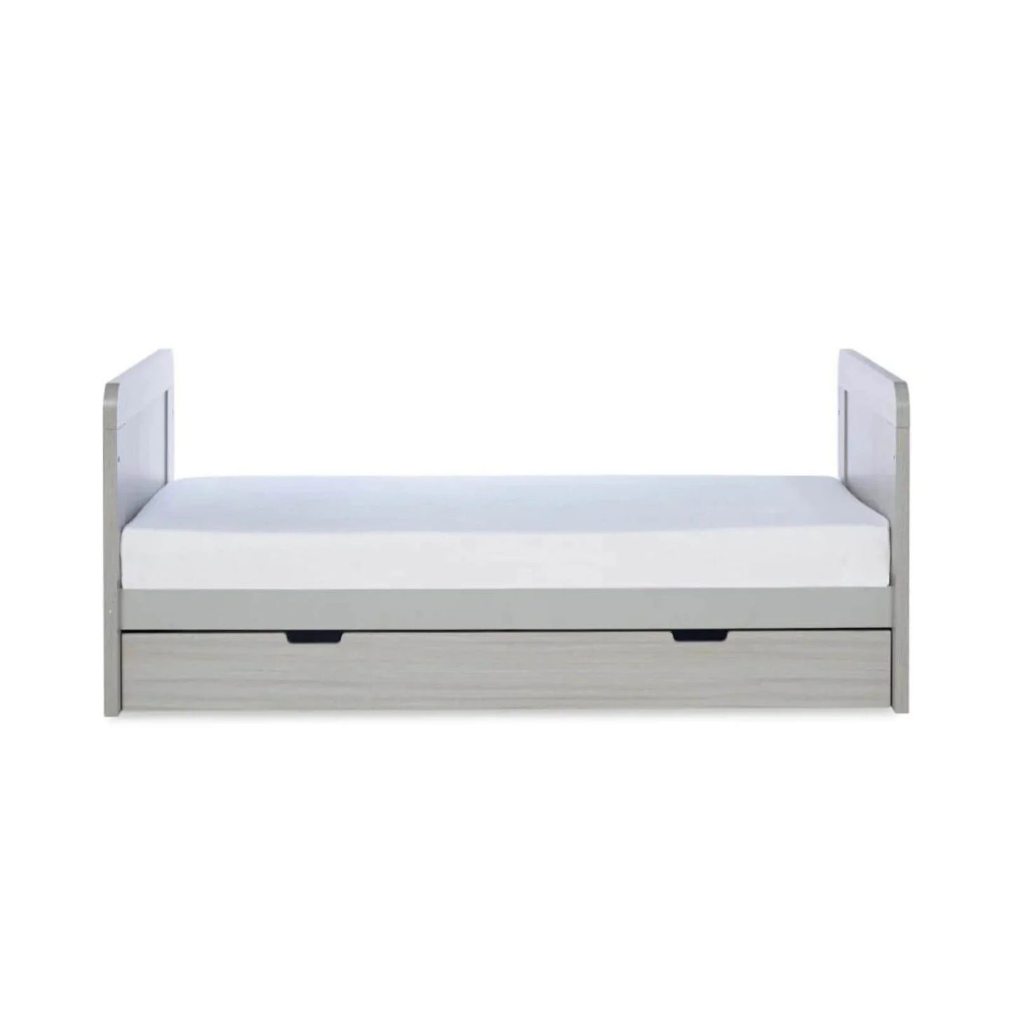 Ickle Bubba Pembrey Cot Bed & Under Drawer Ash Grey - Premium Sprung Mattress