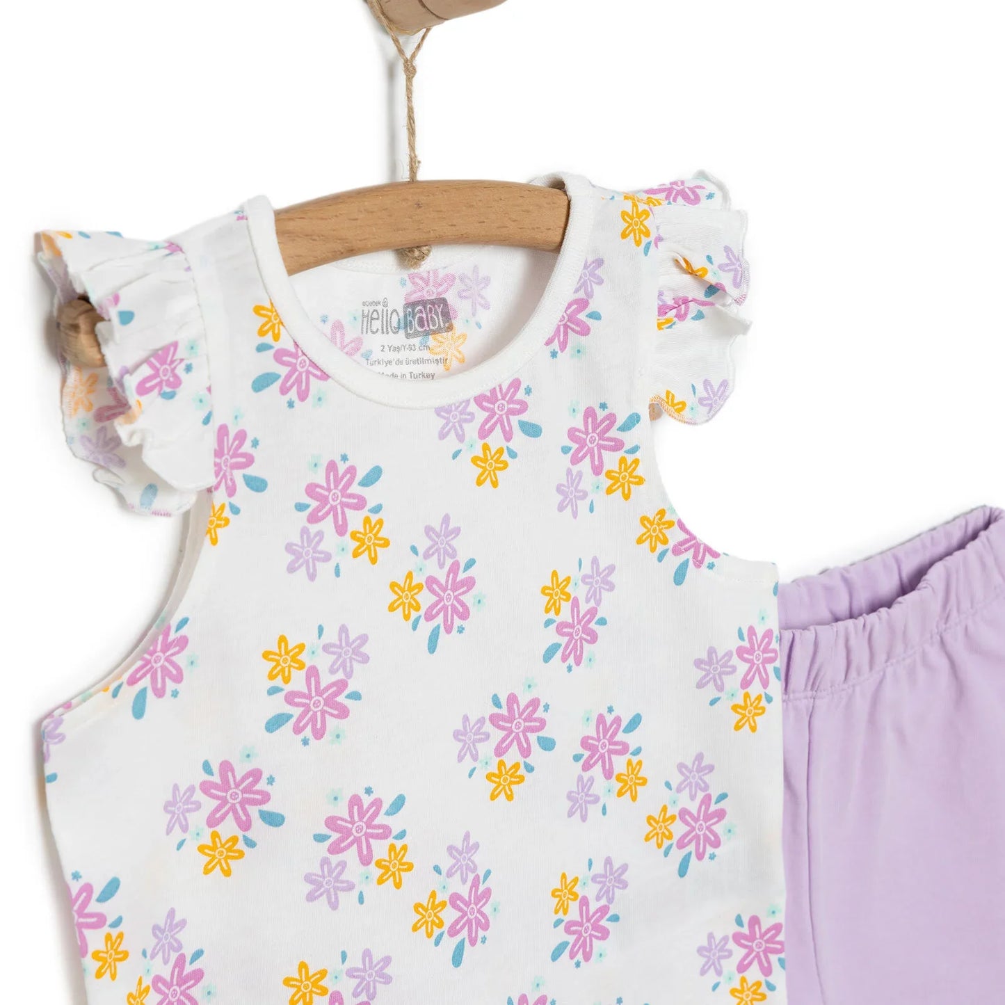 HelloBaby Basic Girl Flowers Patterned T-shirt & Short - Patterned