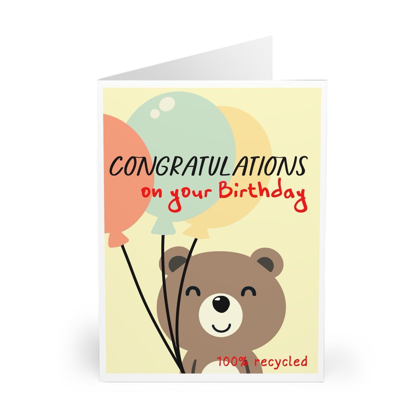 Eco Funny Birthday Card | Bear & Balloons – 100% Recycled - mezetto KEOLIX KEOLIX
