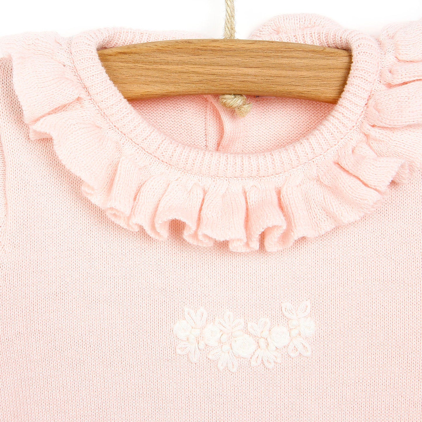 HelloBaby Newborn Knit Ruffled Jumpsuit - Salmon