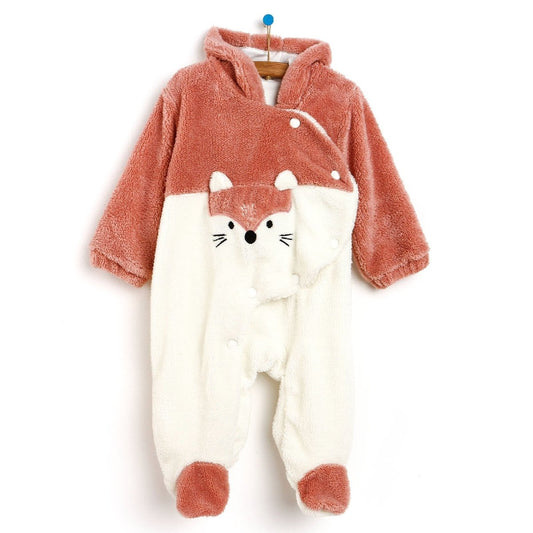Midimod Newborn Fox Welsoft Footed Jumpsuit - Powder