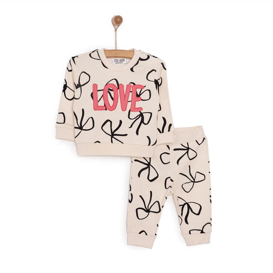 HelloBaby Basic Girl Bow Printed Jogging Set
