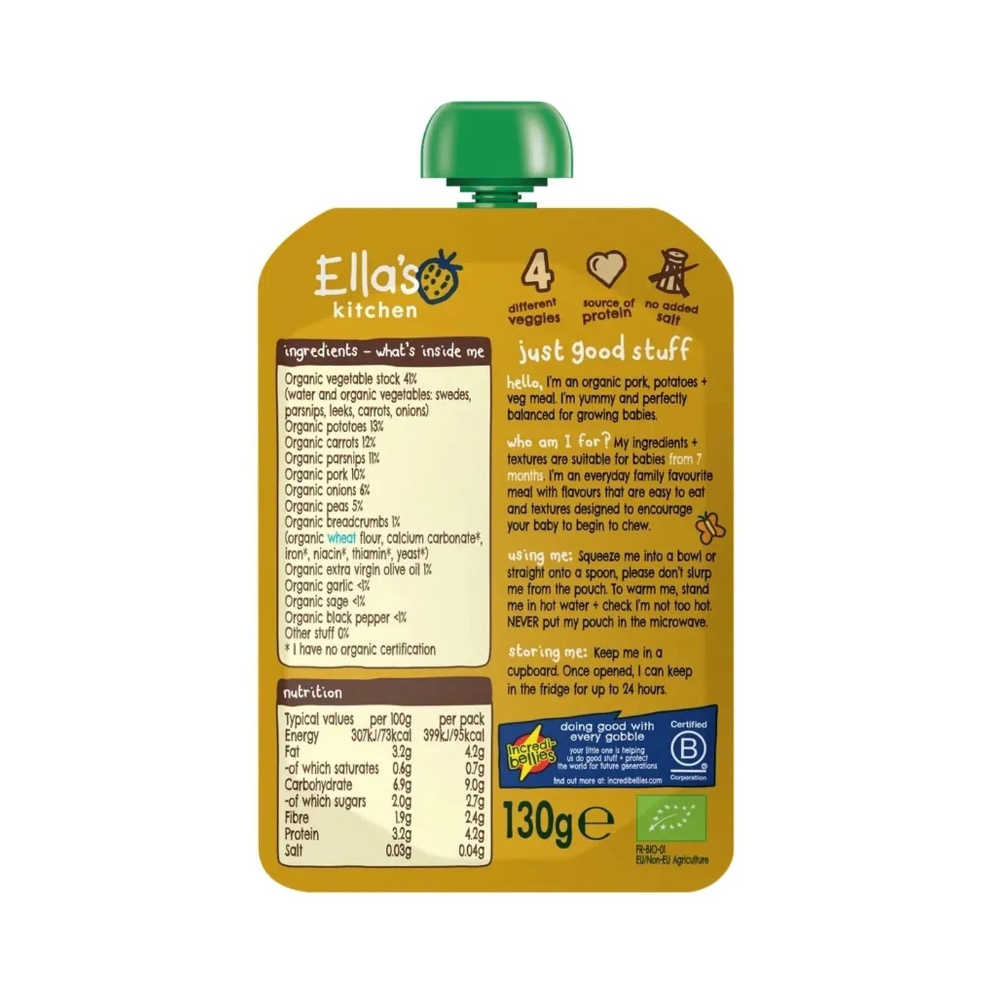 Ella's Kitchen Organic Bangers & Mash Baby Food Pouch 7+ months 130g