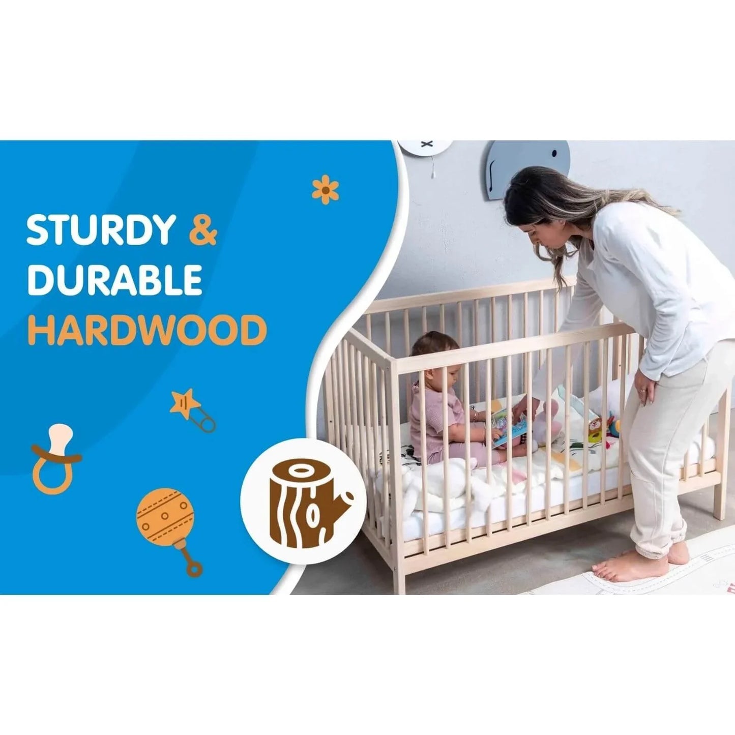 Kukka Natural Wood 2-Level Cot 70x140