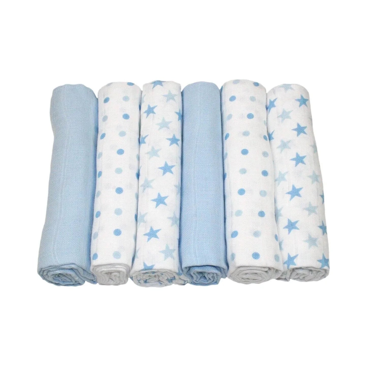 MuslinZ 6 Pack Muslin Squares 70x70cm - Blue