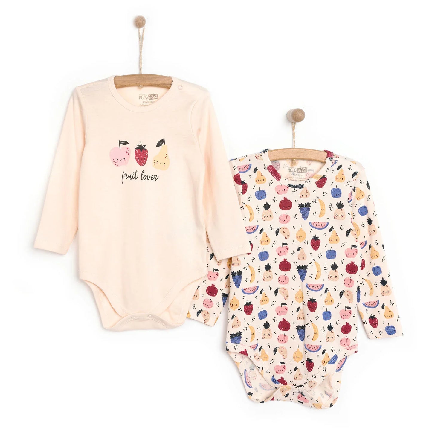 HelloBaby Girl 2-Pack Long Sleeve Bodysuit - Ecru