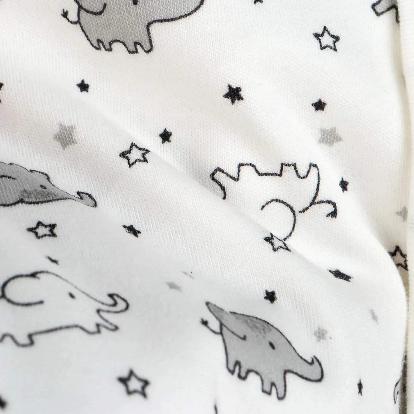 HelloBaby Newborn Baby Cute Elephant Romper Baby and Hat Set 3 pcs - Ecru