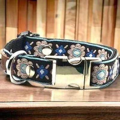 Elegant Cotton Dog Collar with Personalised Engraved Charm by Lollipollipocket-0