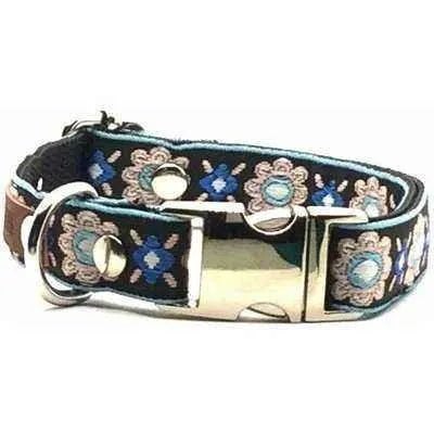 Elegant Cotton Dog Collar with Personalised Engraved Charm by Lollipollipocket-1
