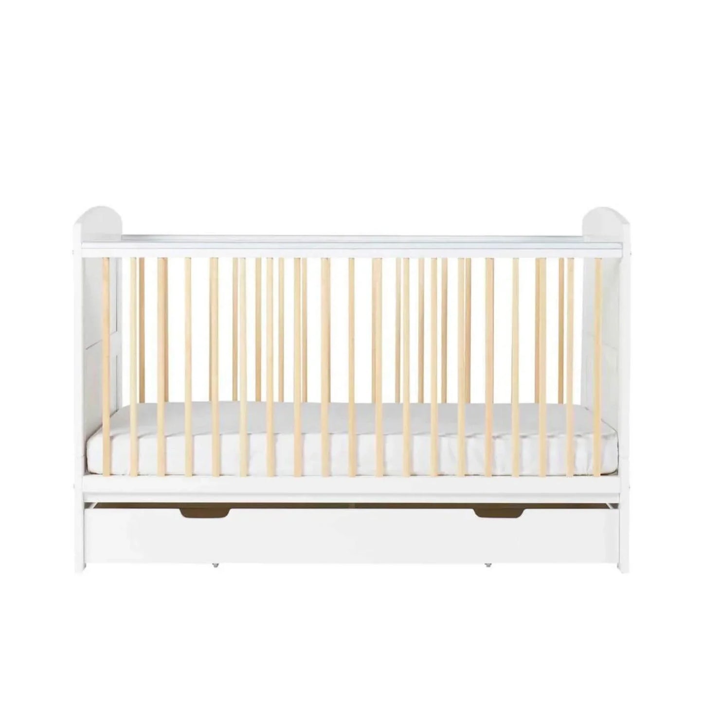 Ickle Bubba Coleby Scandi Cot Bed with Under Drawer Scandi White - Premium Pocket Sprung Mattress