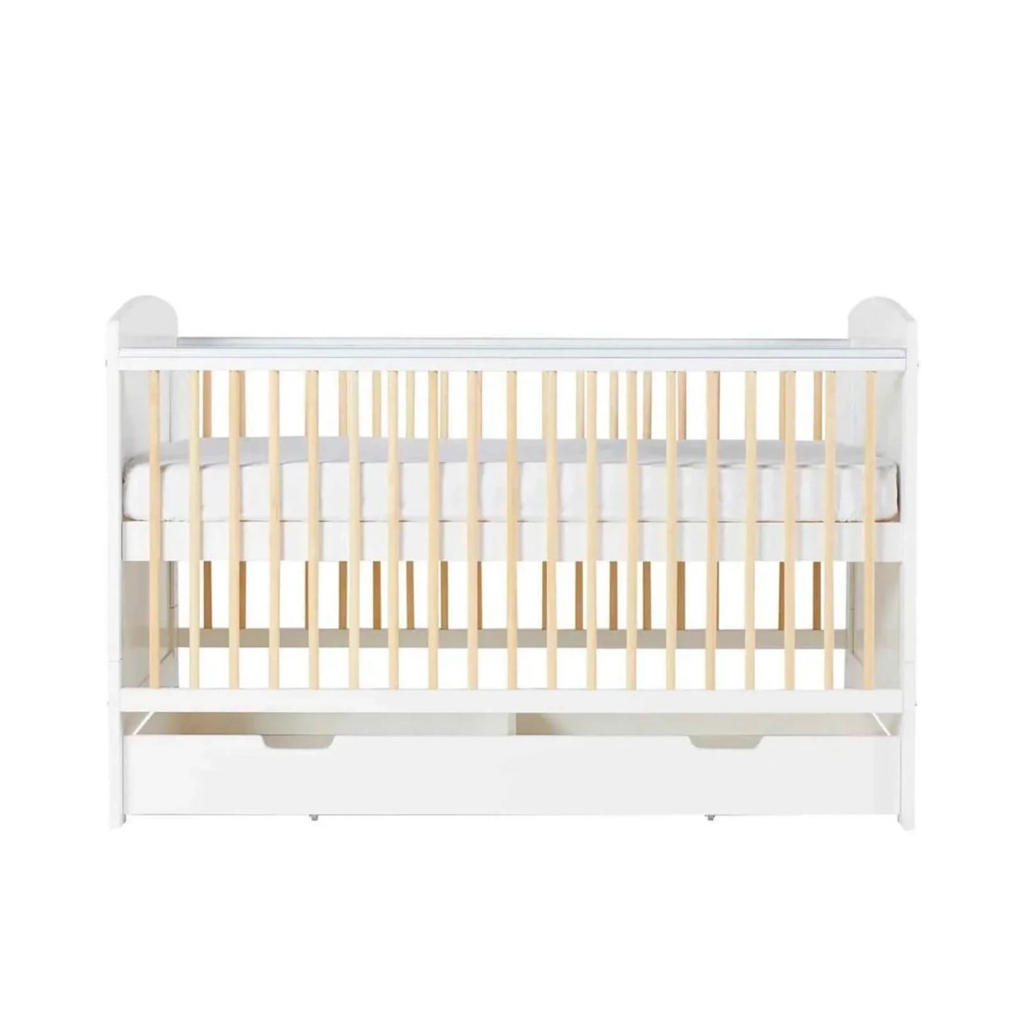 Ickle Bubba Coleby Scandi Cot Bed with Under Drawer Scandi White - Premium Pocket Sprung Mattress