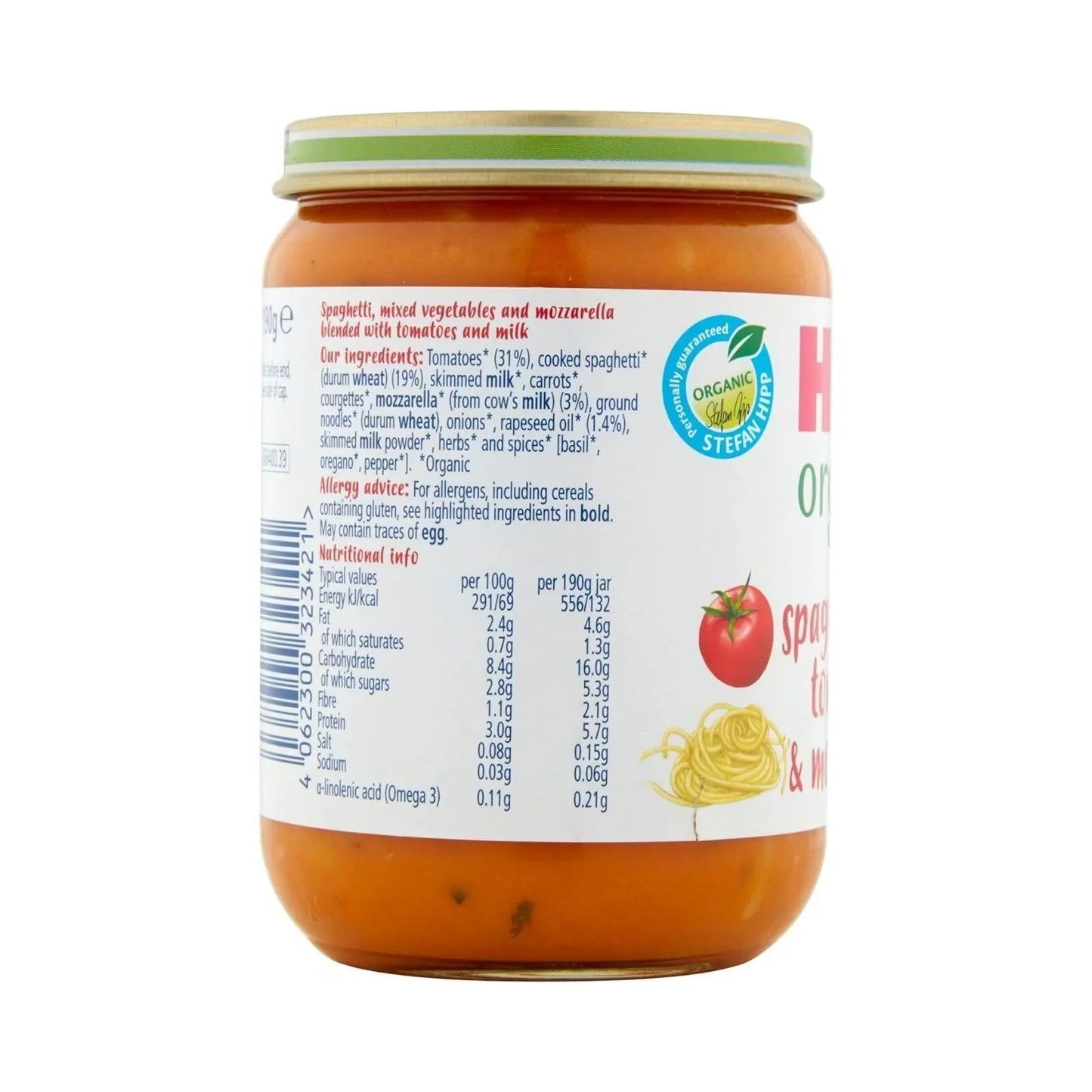 HiPP Organic Spaghetti with Tomatoes & Mozzarella Baby Food Jar 7+ months 190g