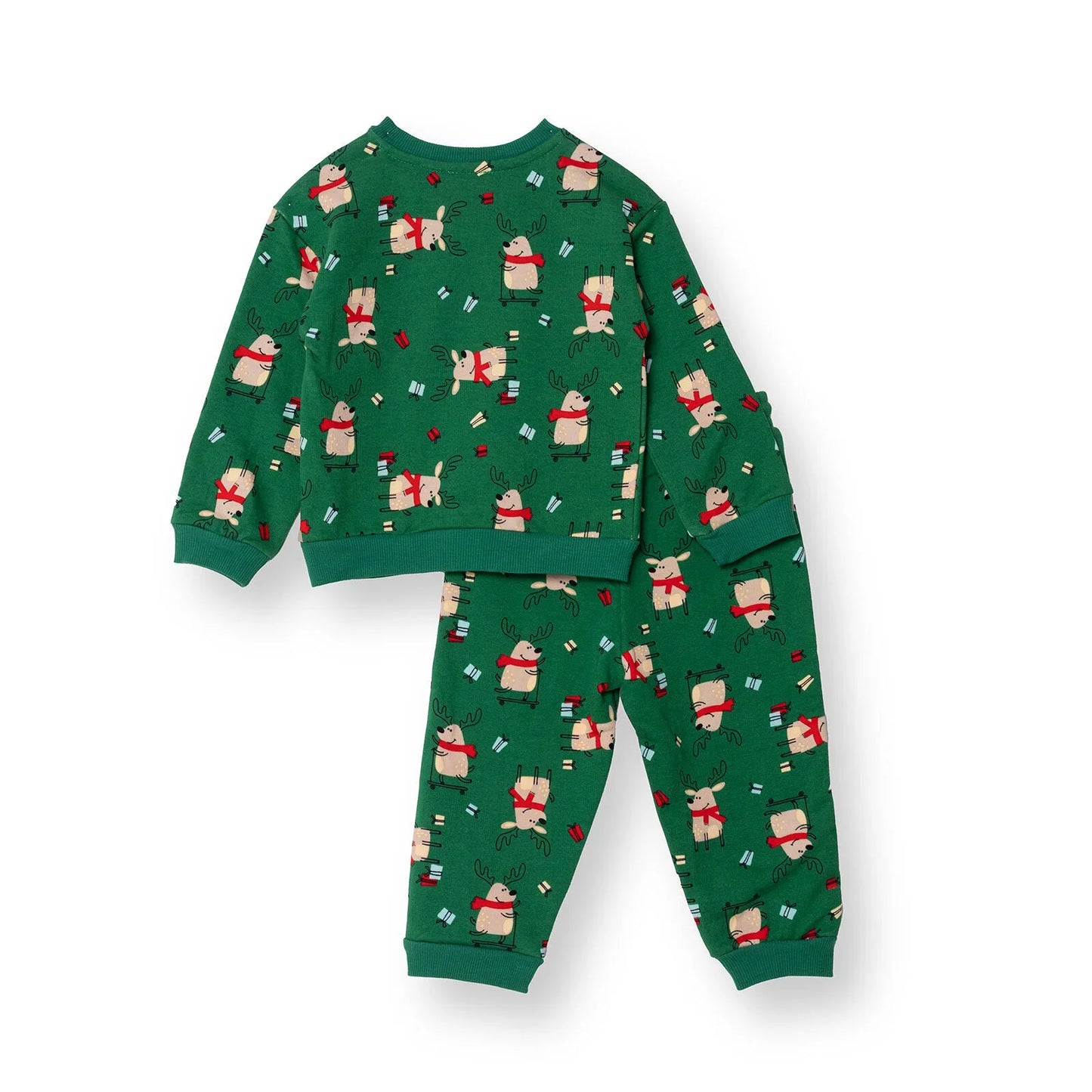 HelloBaby Christmas Baby Boy Snow Party Ejogging Set - Green Printed