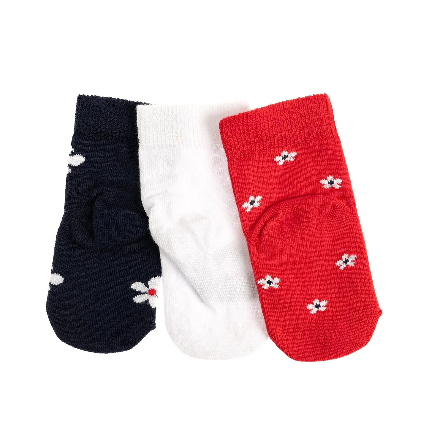 Step Flower Socks 3 Pcs - Red