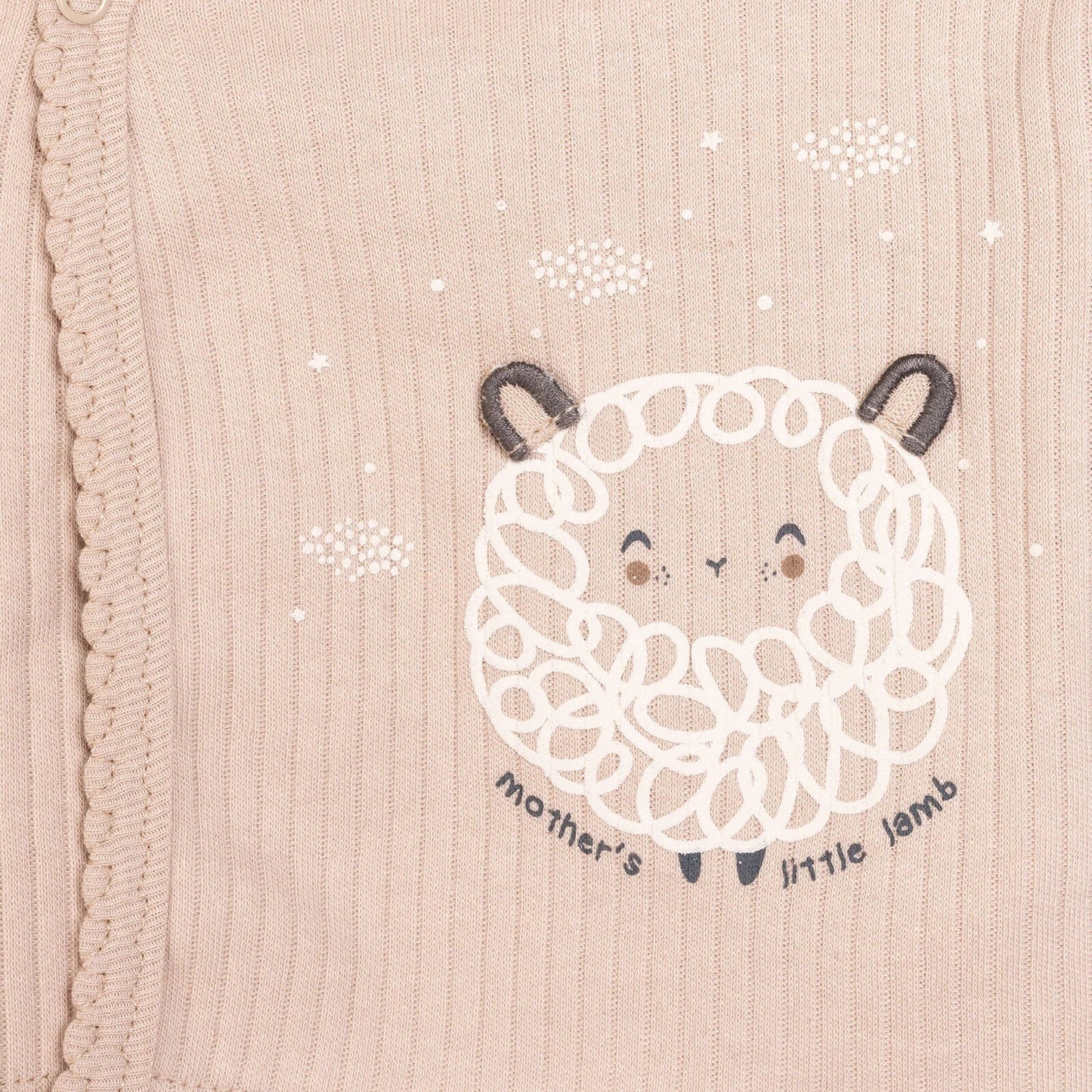 Bebetto Newborn Baby Girl Top-Footed Jumpsuit- Hat - Beige