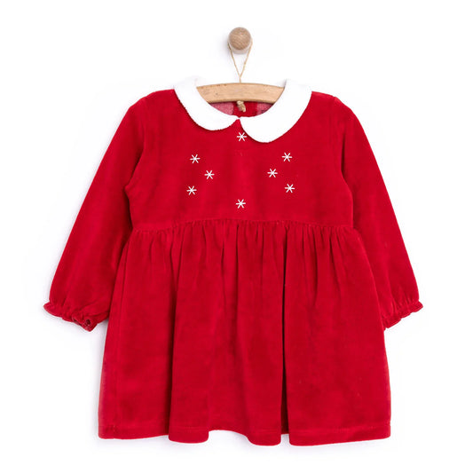 HelloBaby Newborn Girl Velvet Dress - Red