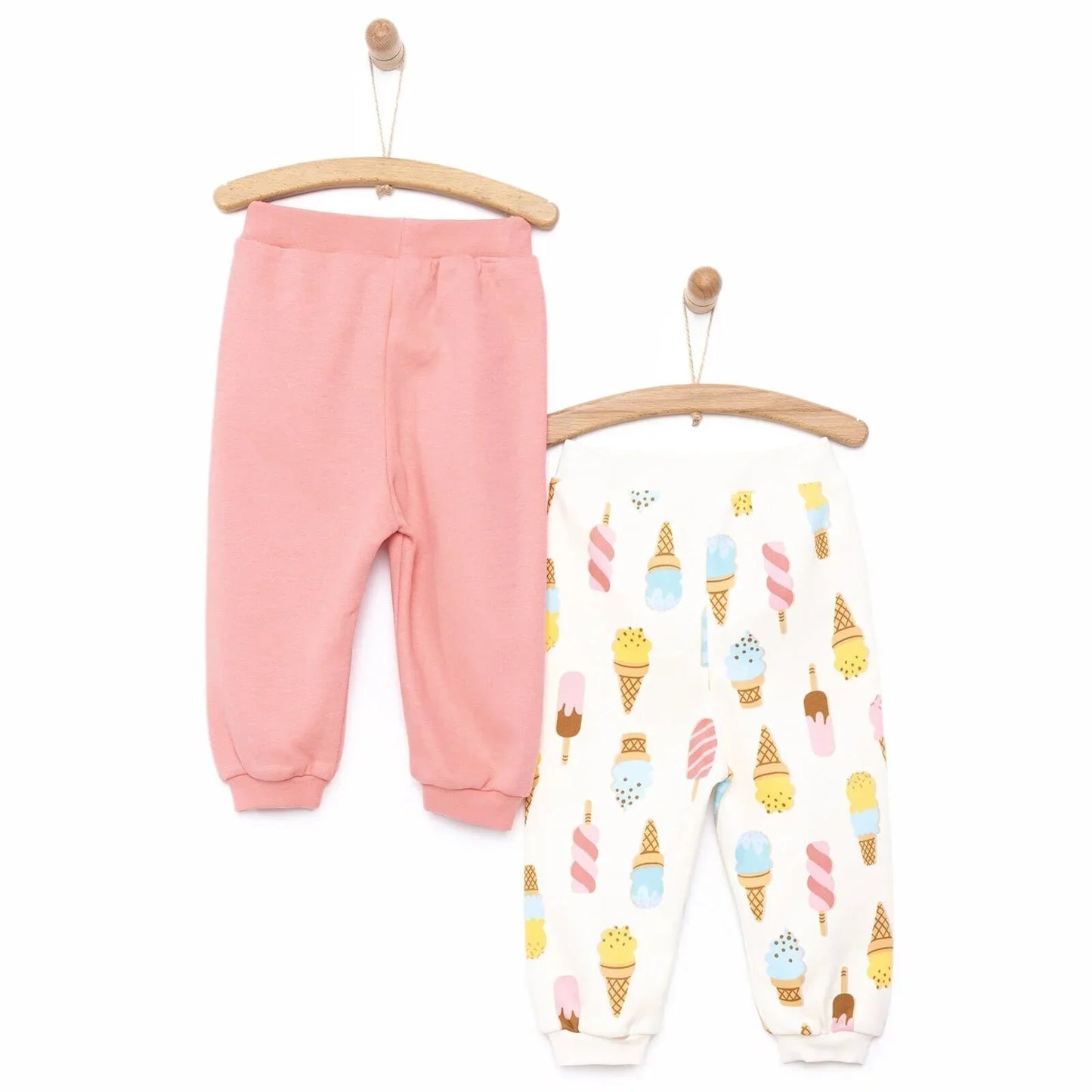 HelloBaby Baby Girl Basic Ice Cream Printed Footless Bottom 2 pcs - Pink