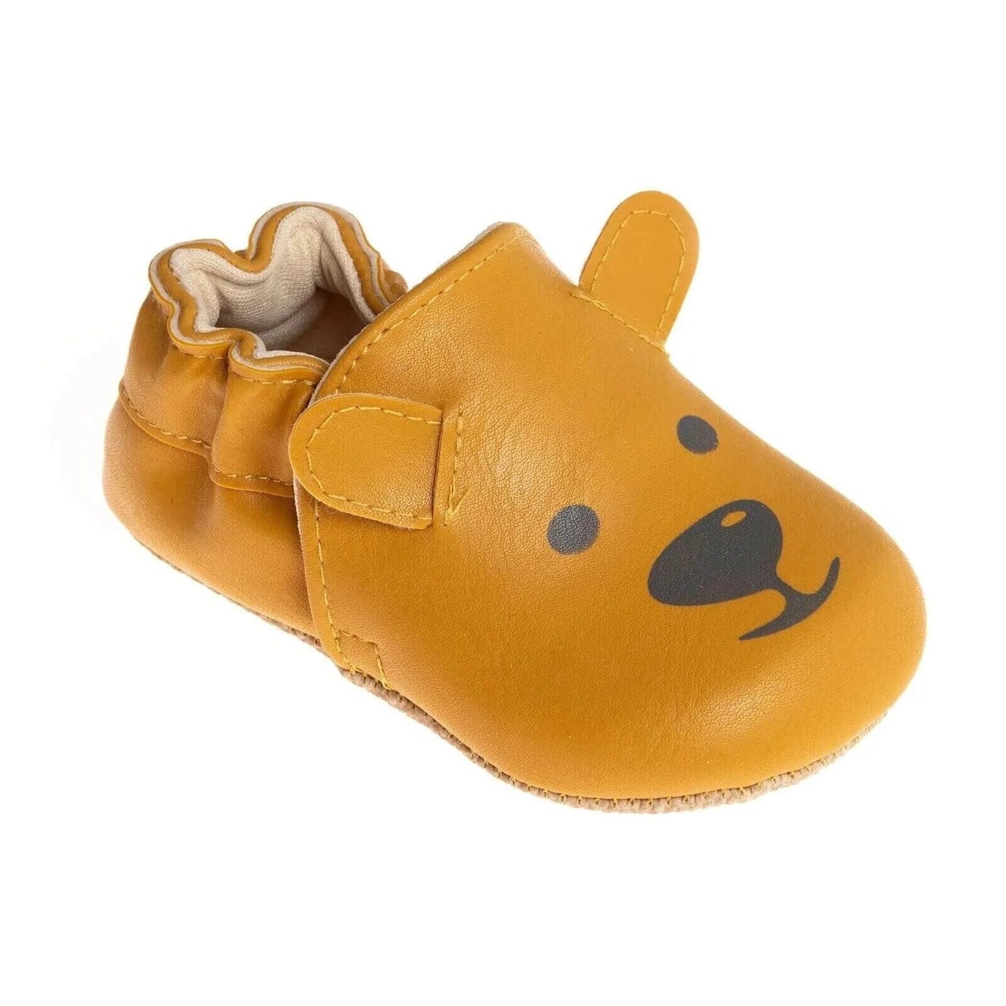Papulin Unisex Bear Patterned Booties - Ginger
