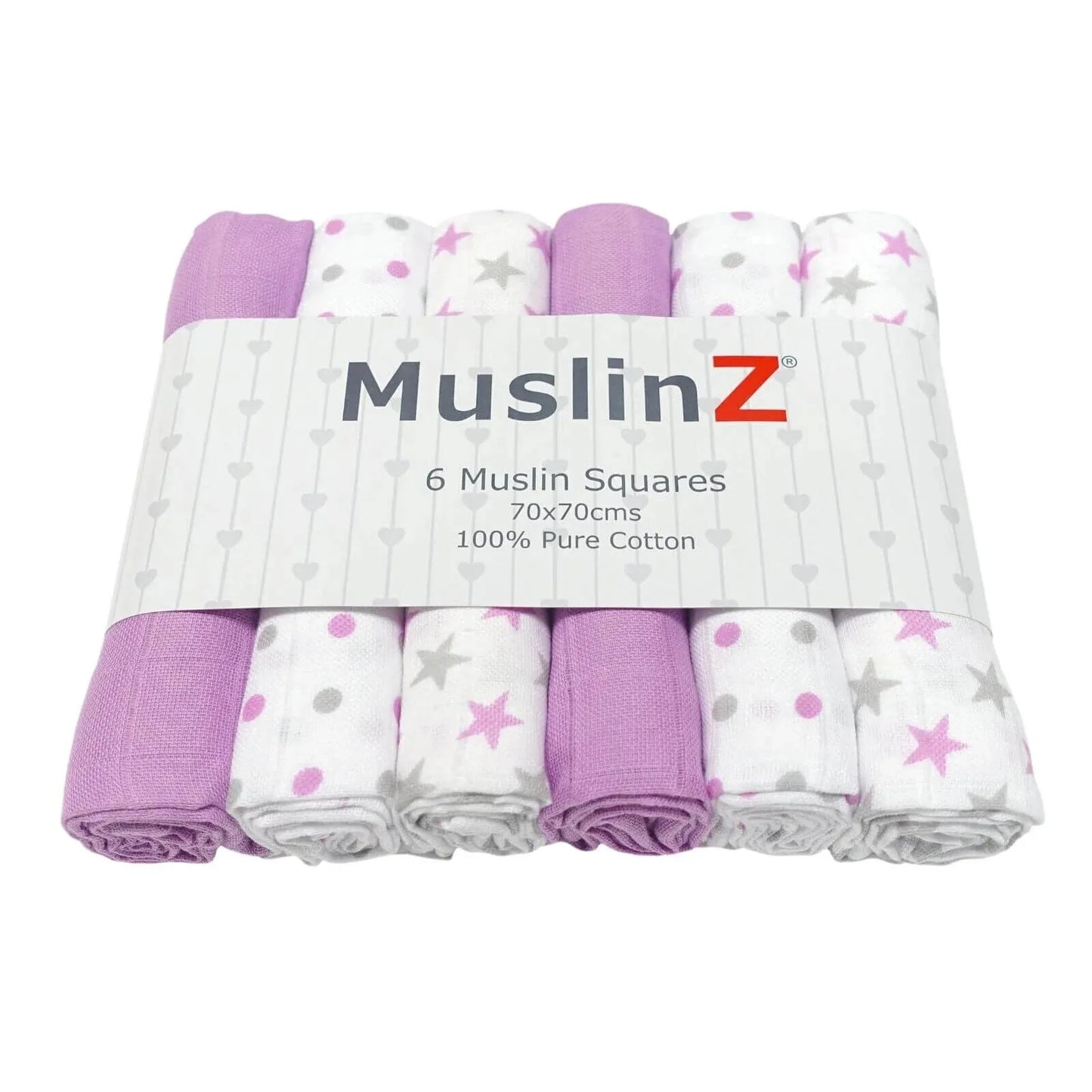 MuslinZ Muslin Squares 70x70cm 6 pcs - Violet