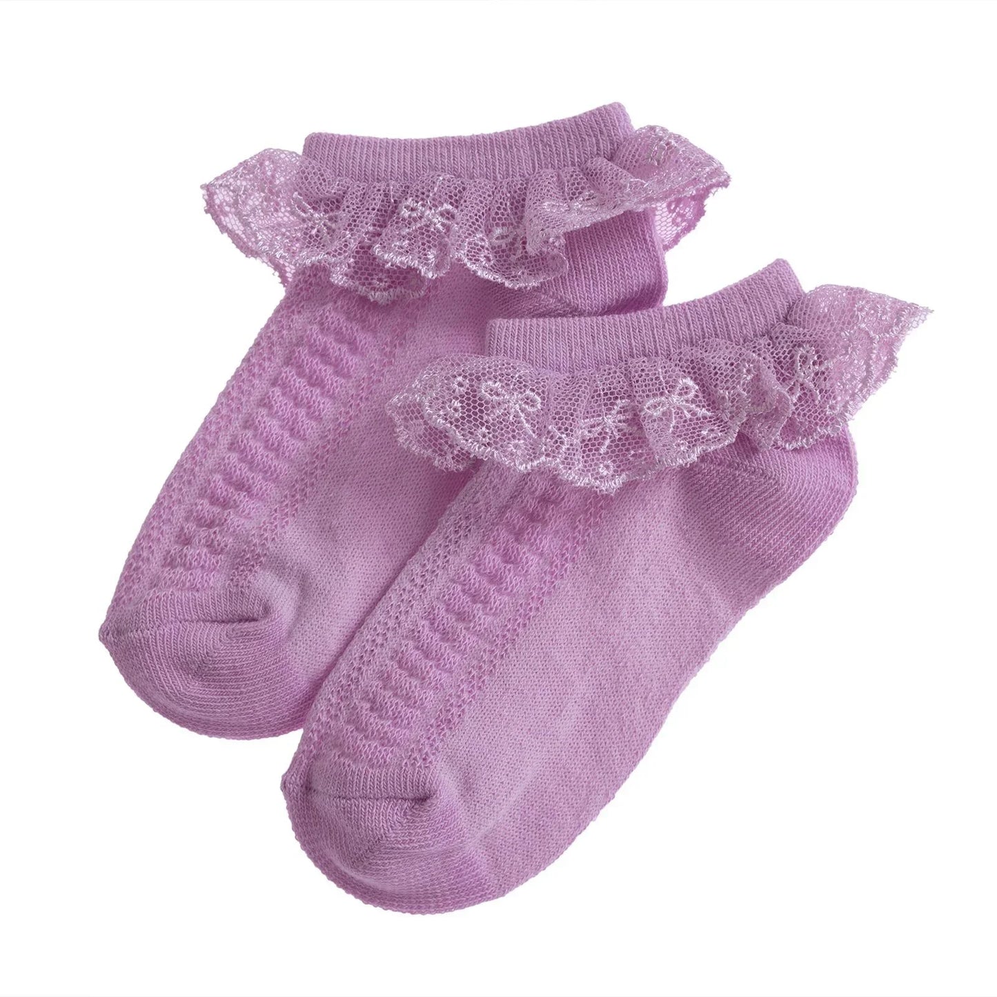 HelloBaby Girl Socks with Lace - Purple