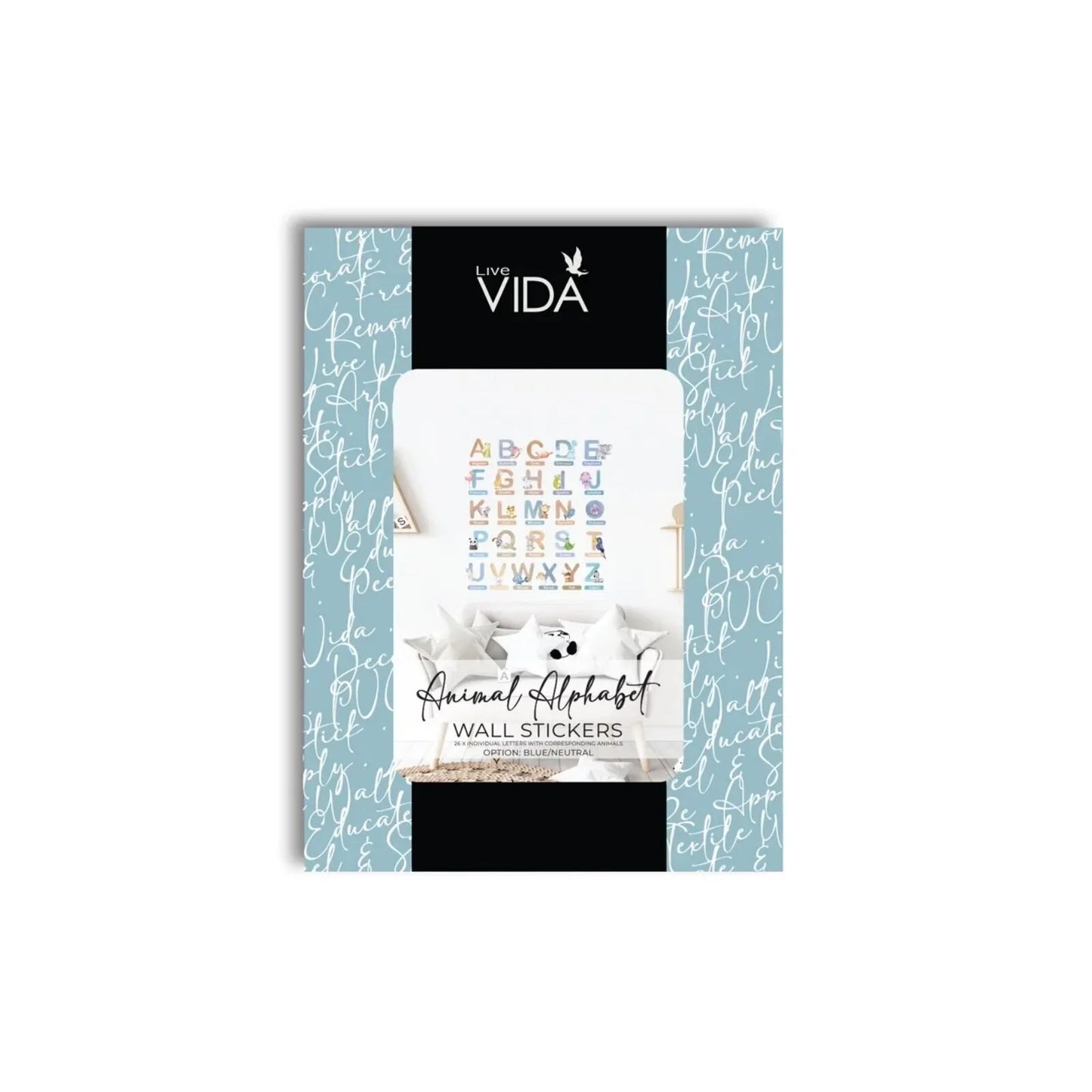 Live Vida Alphabet Wall Stickers with Animal Figures 26 pcs - Blue