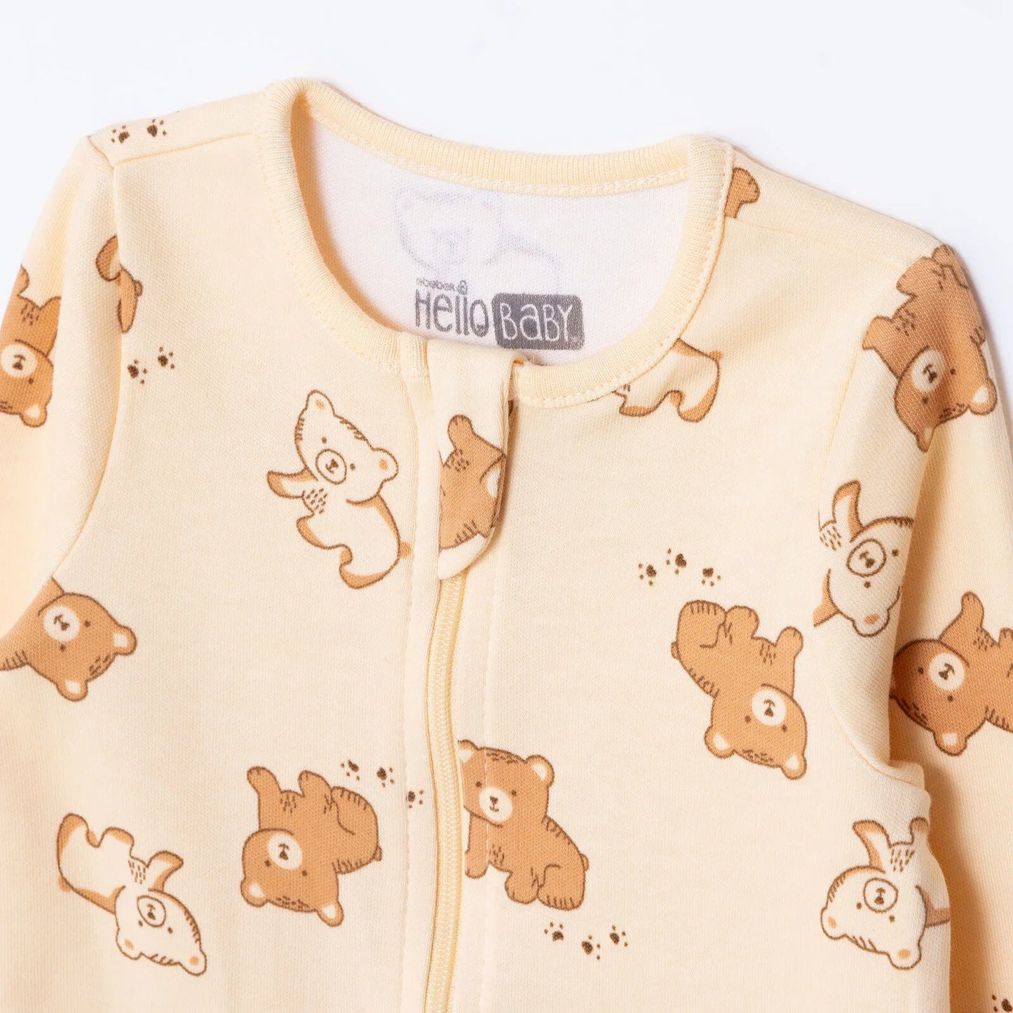 HelloBaby Newborn Footed Jumpsuit - Beige Printed