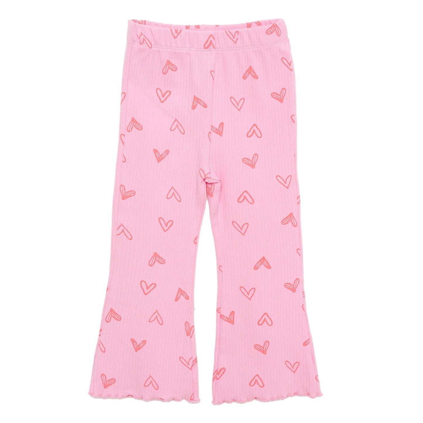 HelloBaby Girl Heart Patterned Flare Leggings - Pink
