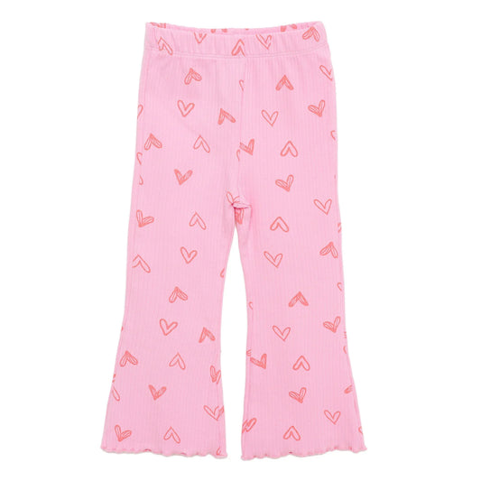HelloBaby Girl Heart Patterned Flare Leggings - Pink