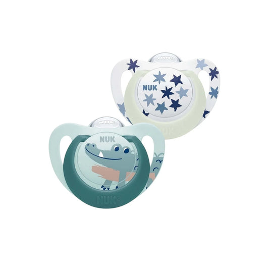 NUK Star Day & Night Soother 6-18 months Pack of 2 - Blue