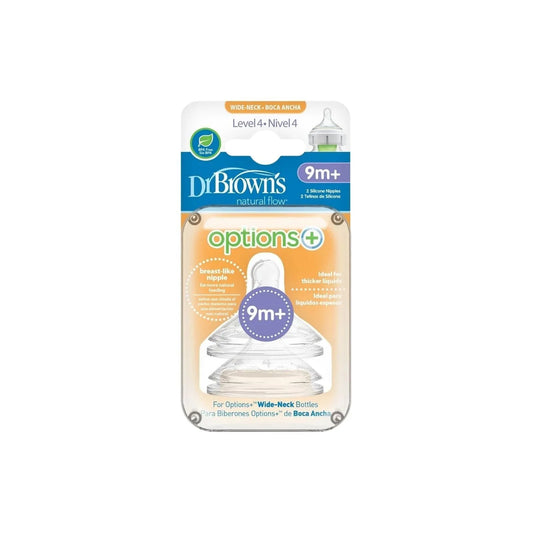 Dr. Brown's Options+ Baby Bottle Teats Level 4 Wide Neck 9+ months Pack of 2