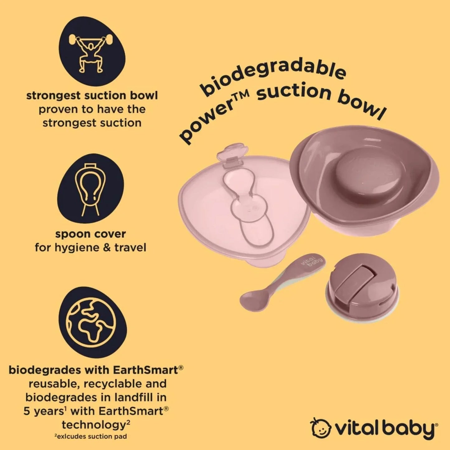 Vital Baby Nourish Power Suction Bowl- Natural Grape