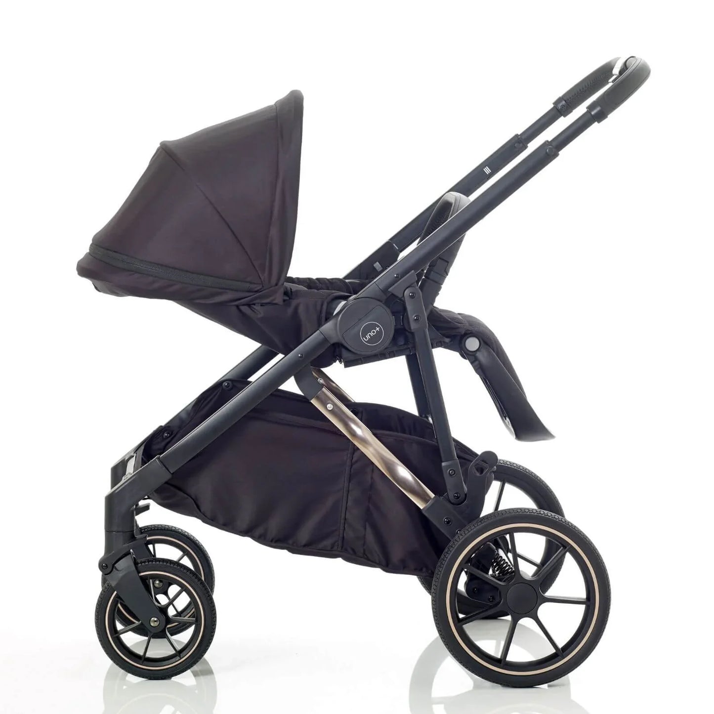 Mee-Go Uno Plus 2-in-1 Pushchair & Pram - Black/Rose