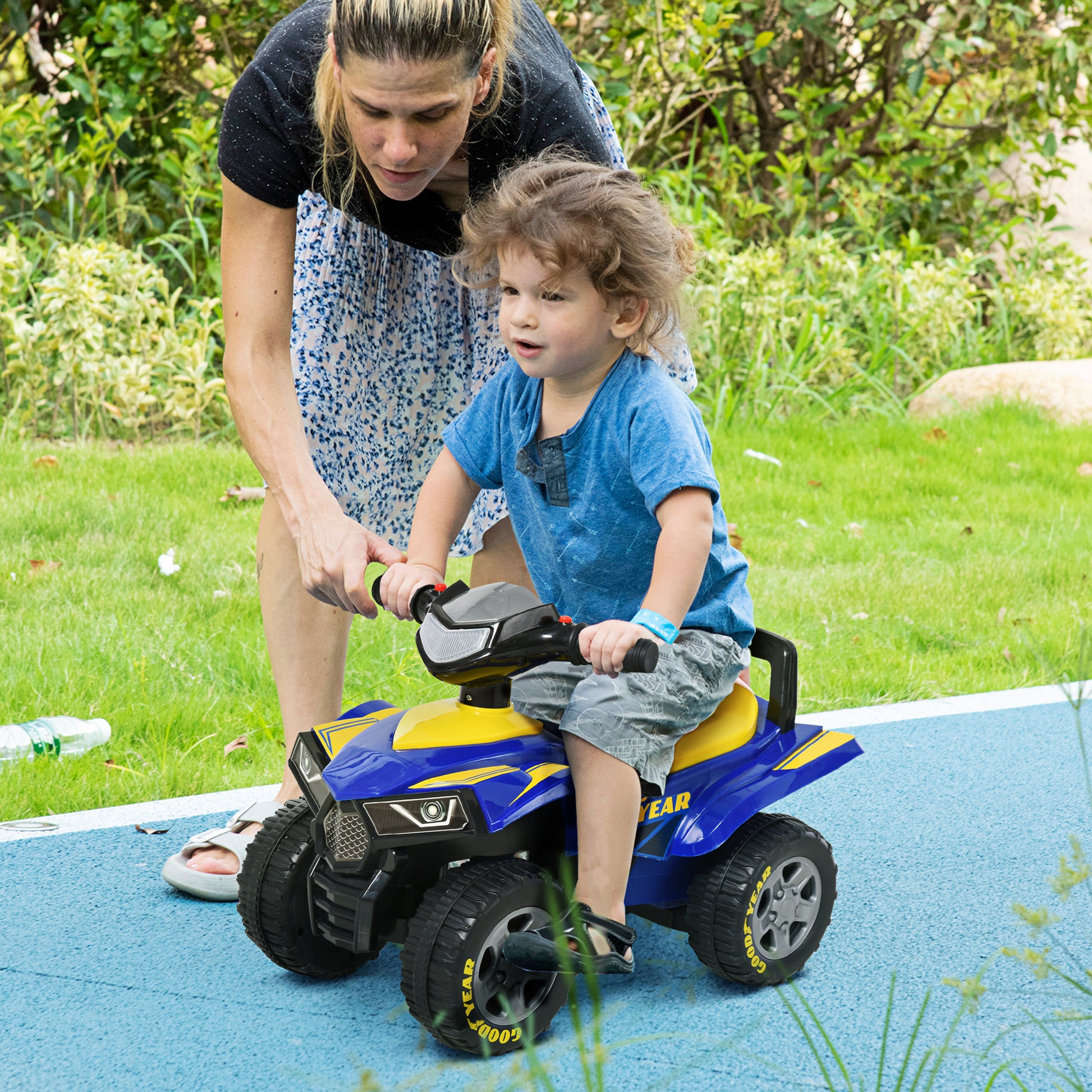 Kids Quad Bike Walker with Engaging Sound Effects, Sturdy PP Construction, Vibrant in Yellow & Blue | HOMCOM-8