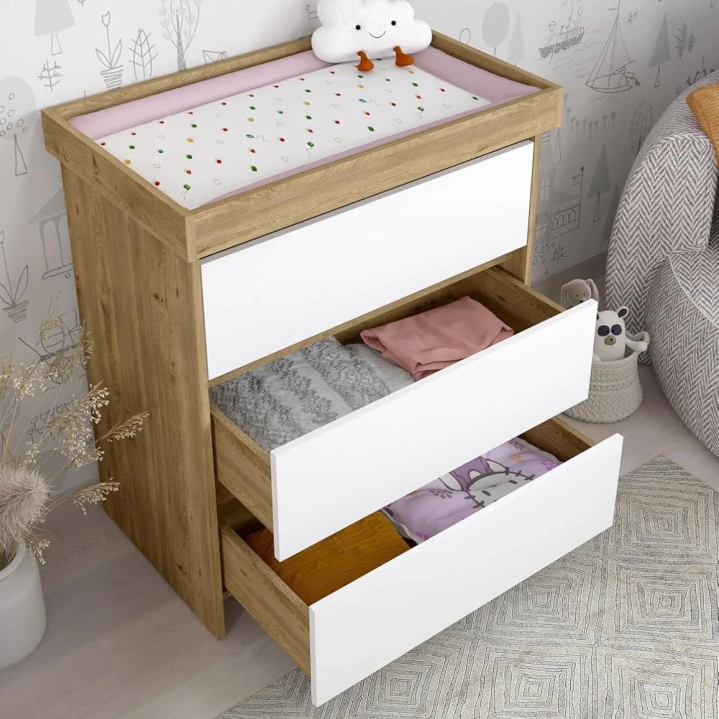 Shefa Kids 880 Baby Changing Unit - Cremona Oak/White
