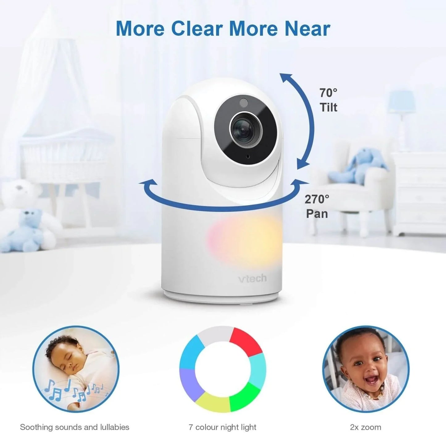 VTech - VM3263 2.8" Pan & Tilt Video Monitor with Night Light