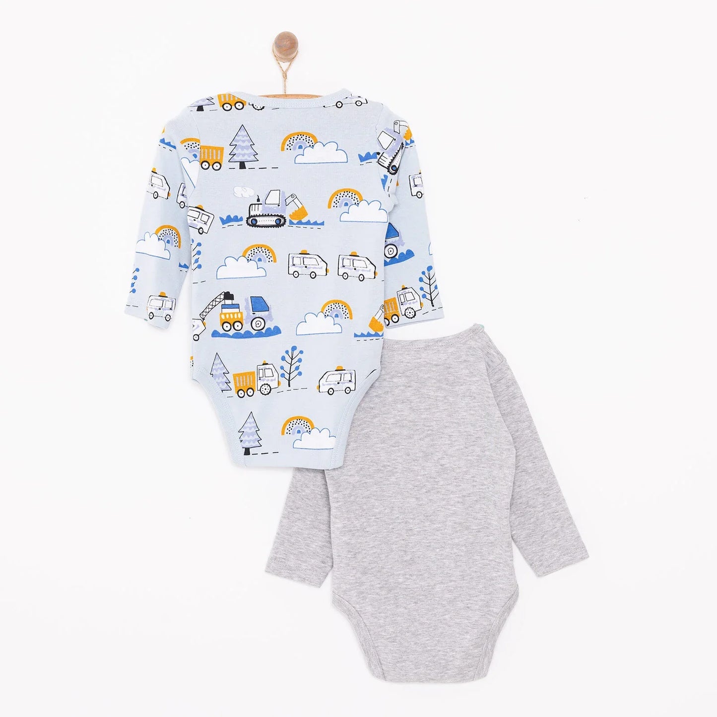 HelloBaby Boy 2-Pack Long Sleeve Bodysuit - Blue