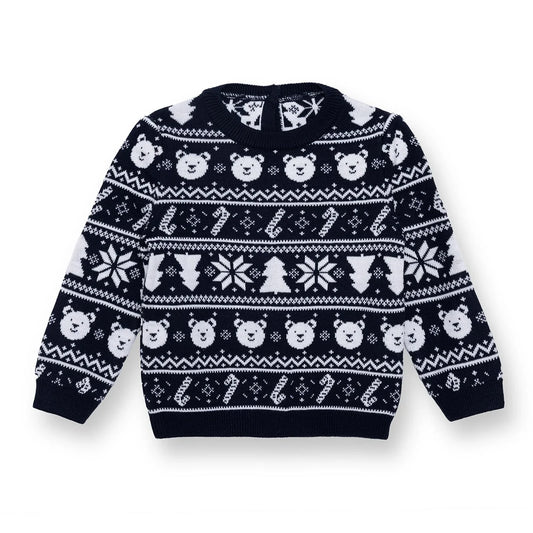 HelloBaby Christmas Baby Boy Snow Party Sweatshirt - Navy Blue