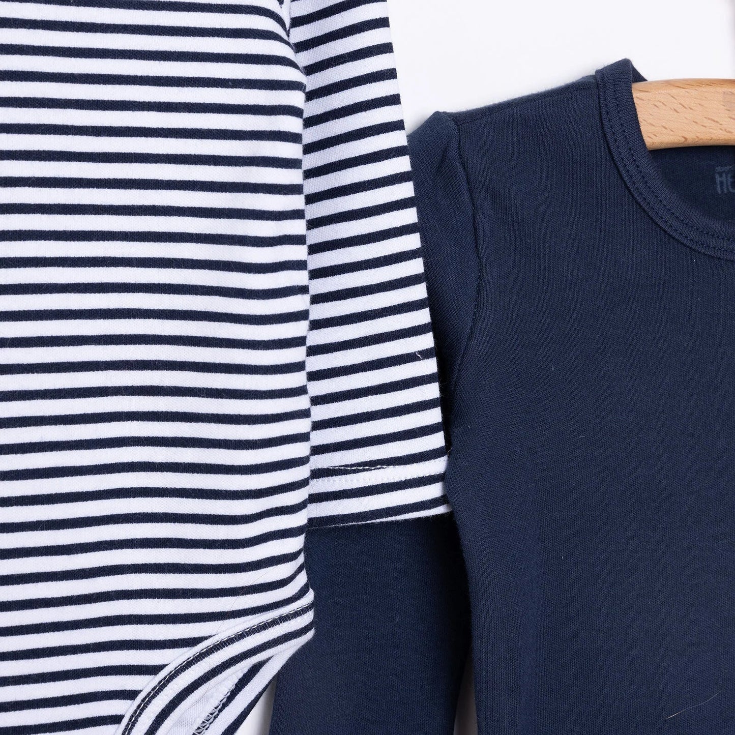 HelloBaby Boy 2-Pack Long Sleeve Bodysuit - Navy Blue