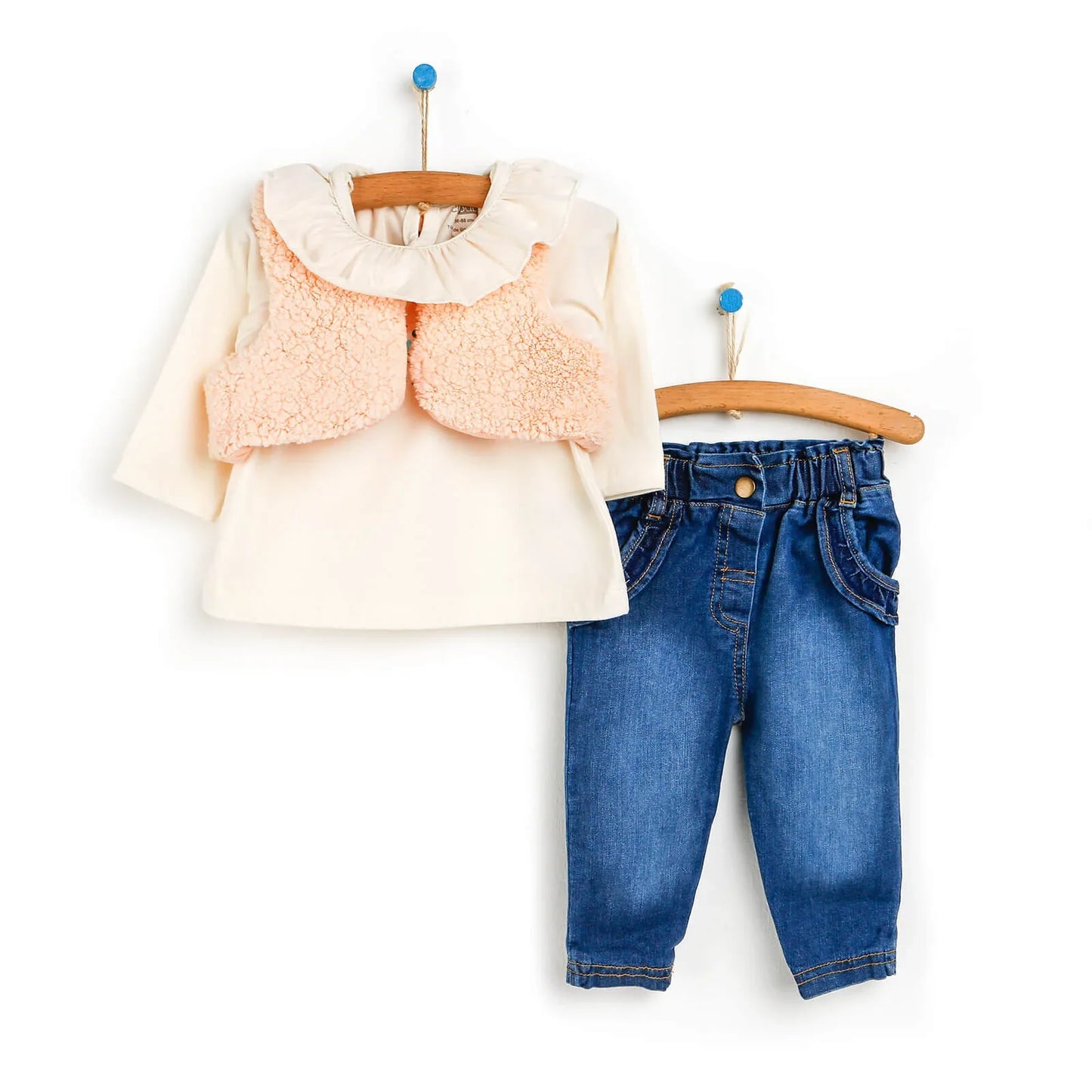 HelloBaby Sweatshirt-Vest-Bottom - Beige