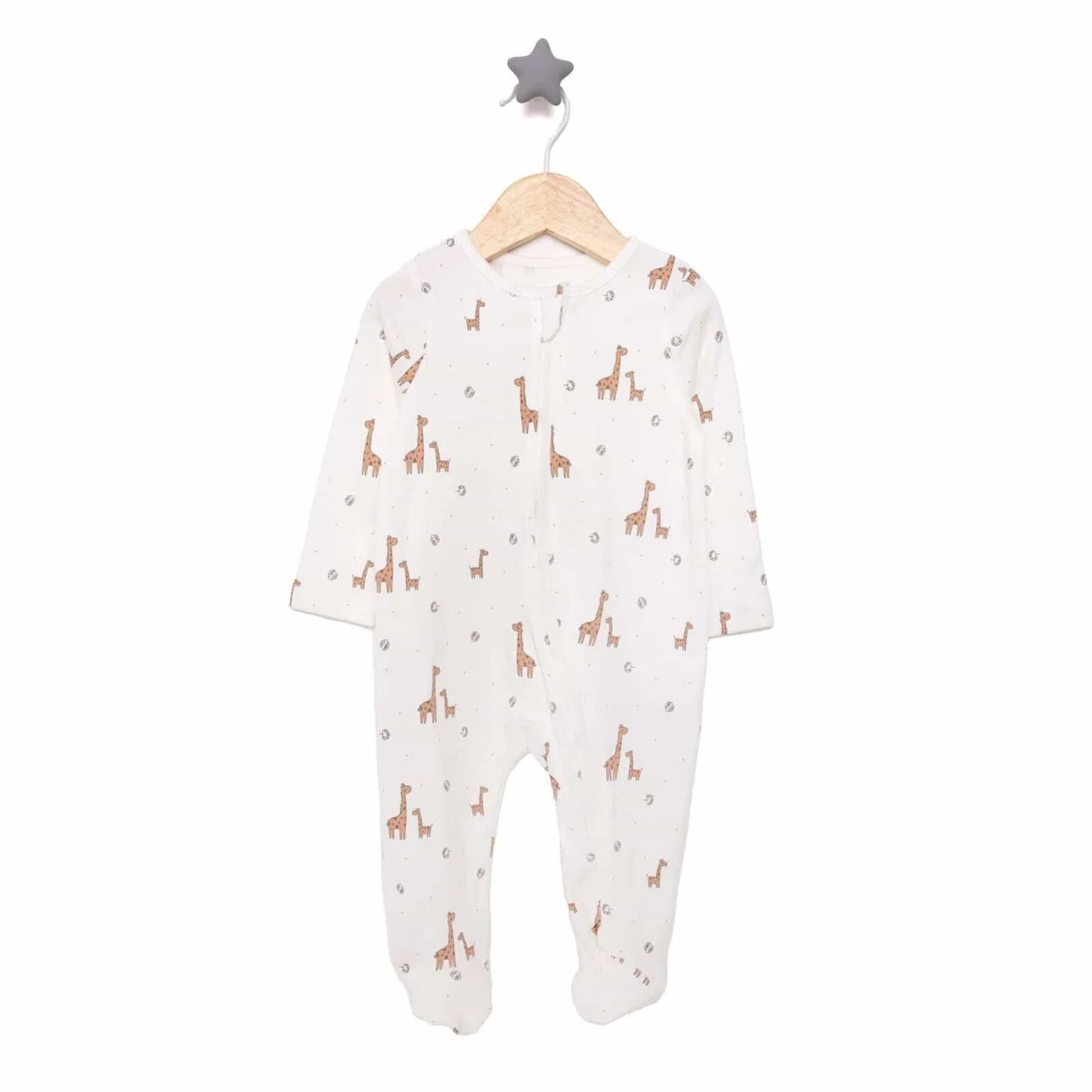 HelloBaby Newborn Girl Footed Jumpsuit - Ecru