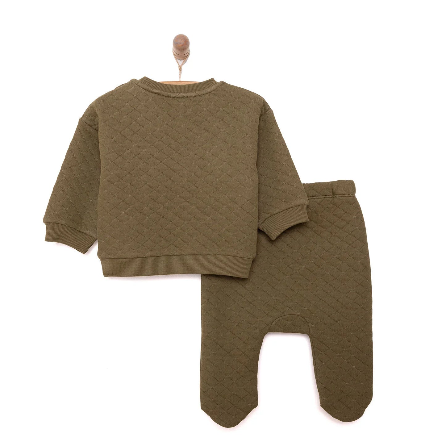 HelloBaby Newborn Quilted Sweatshirt-Footed Bottom - Green