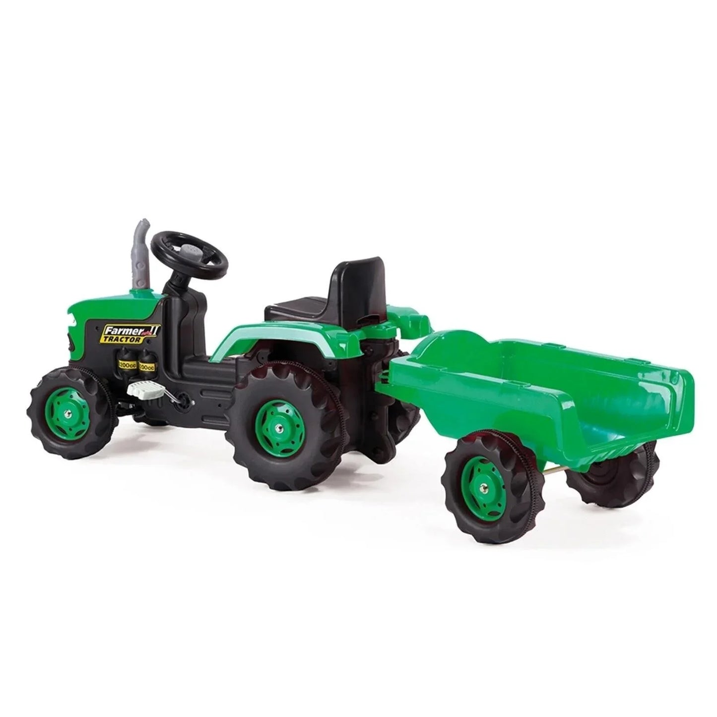 Outlet - Dolu Ride On Pedal Tractor & Trailer - Green