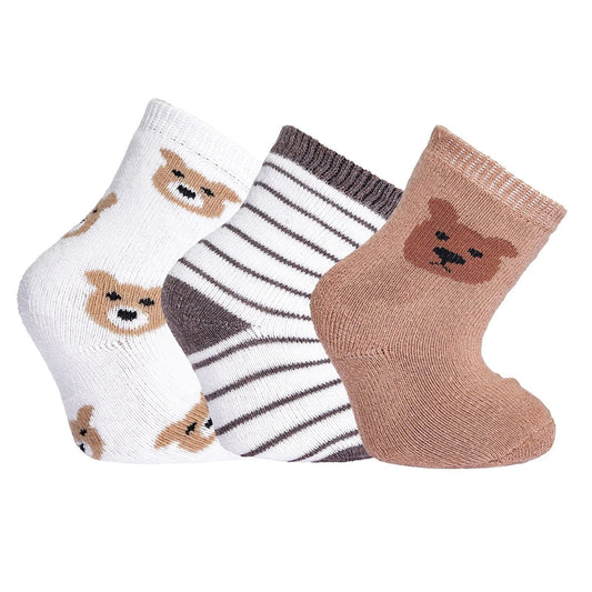 HelloBaby Boy Chenille Socks 3 Pack - Brown