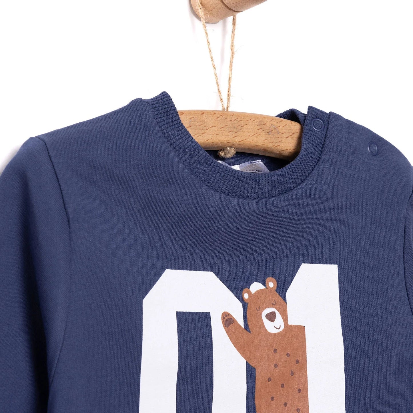 HelloBaby Basic Low Raised Lion Printed Sweatshirt - Navy Blue