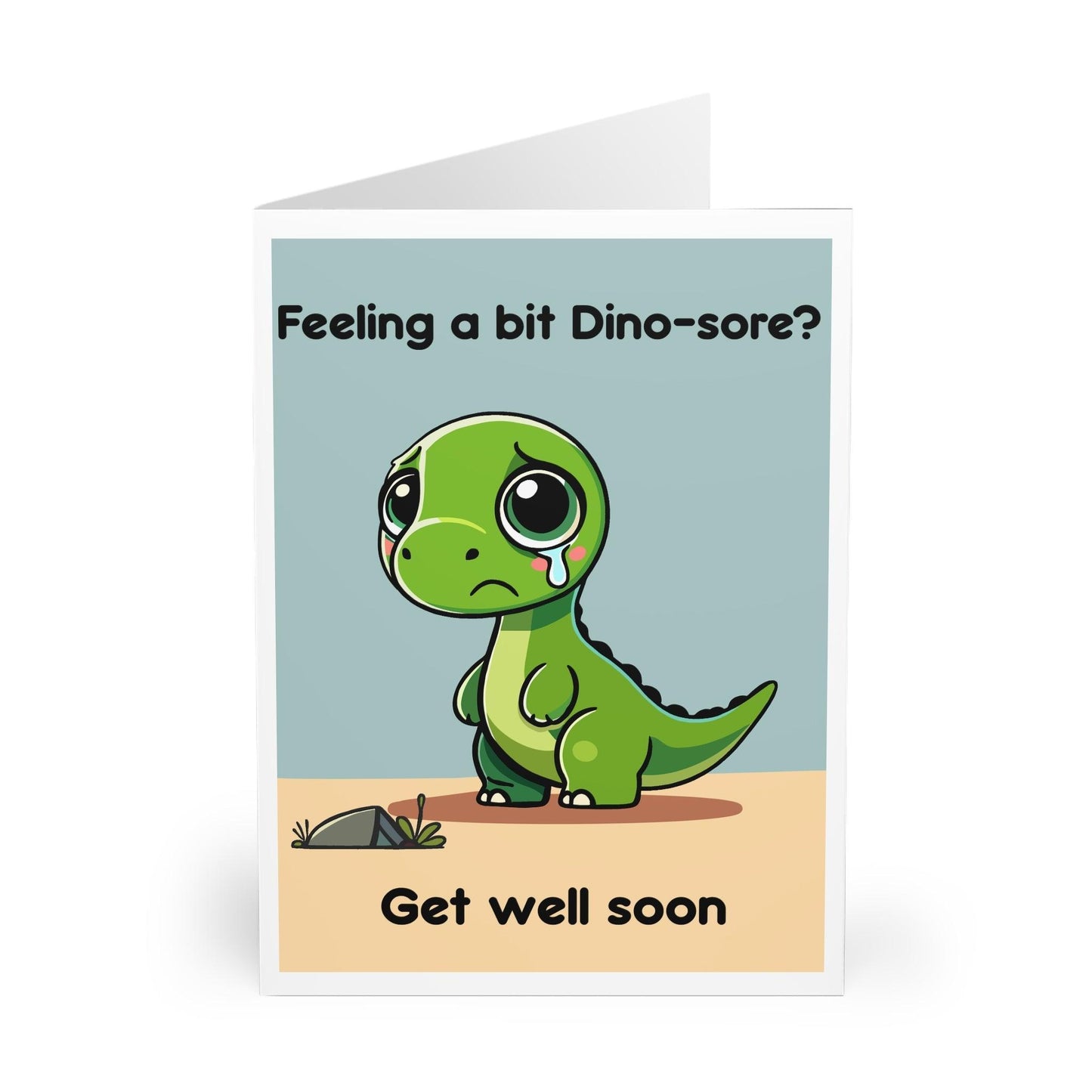 Feeling a Bit Dino - sore? Funny Get Well Soon Dinosaur Card - mezetto KEOLIX KEOLIX